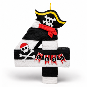 Piñata Número 4 Temática Pirata 2D 80 cm
